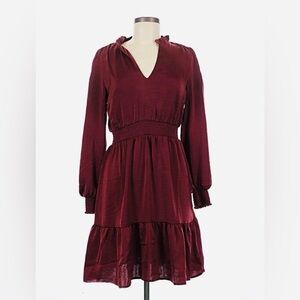 Burgundy Long-Sleeve Dress